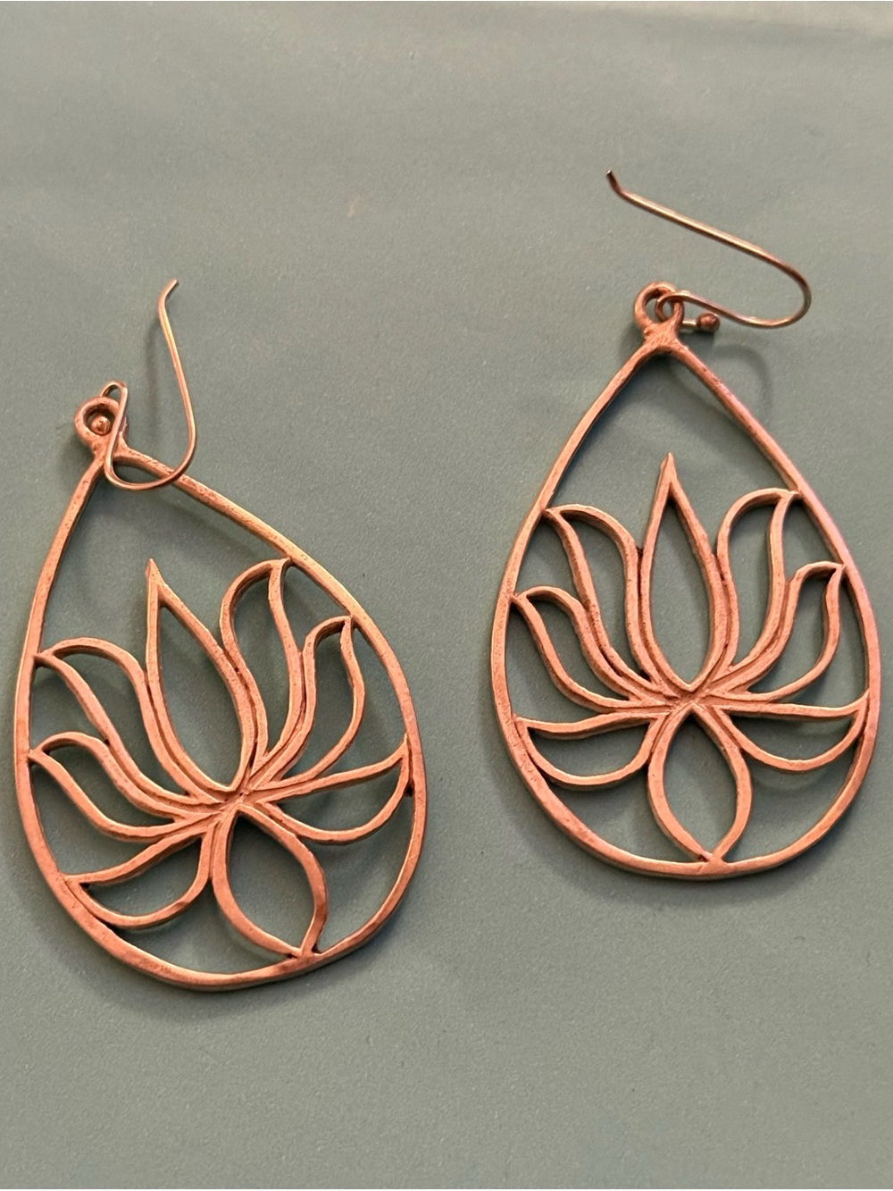 Lotus Cutout Teardrop Earrings